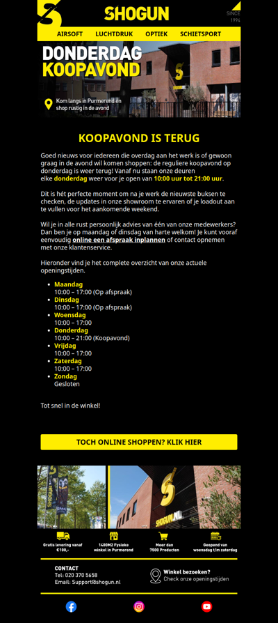 Vanaf vanavond weer tot 21:00 open.