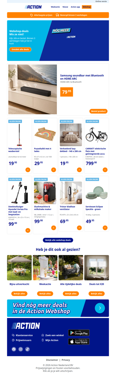 Nieuwe vakantiegeld-deals in de Action webshop