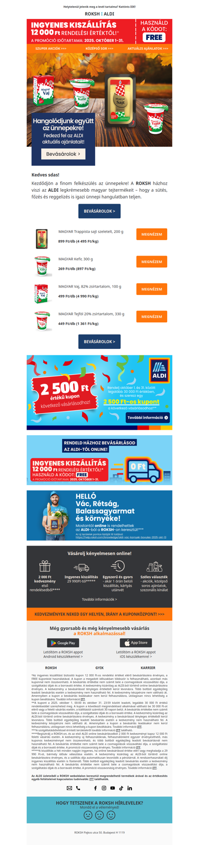 🧀 Hangolódjunk együtt az ünnepekre! 🥛 Magyar tejtermékek az ALDI-tól – sajt, tejföl, kefir és vaj, most a ROKSH hozza házhoz! 🚚✨