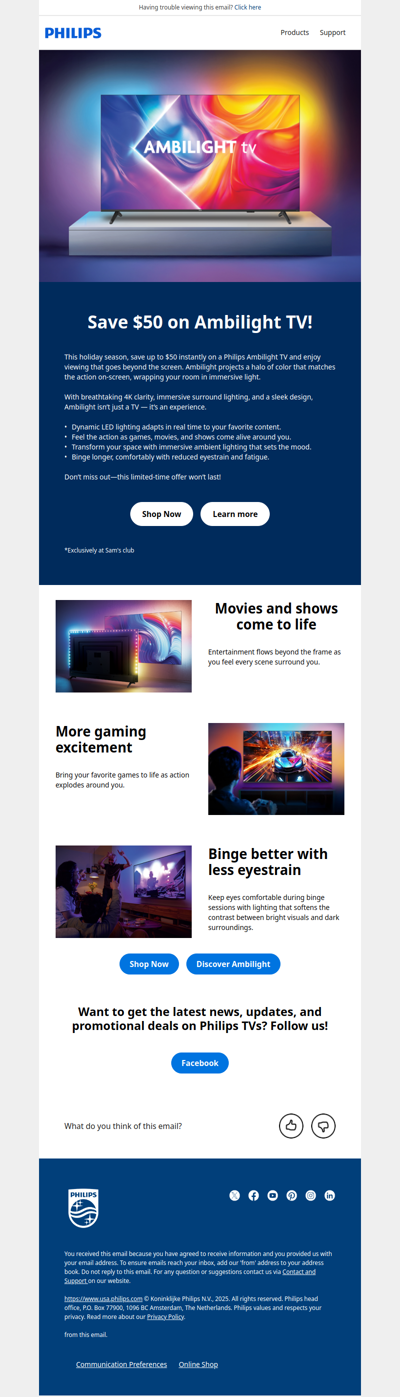 A Holiday Glow-Up: Take $50 Off Ambilight TV
