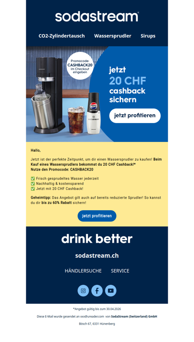 Doppelt sparen: Winter Sale + 20 CHF Cashback sichern