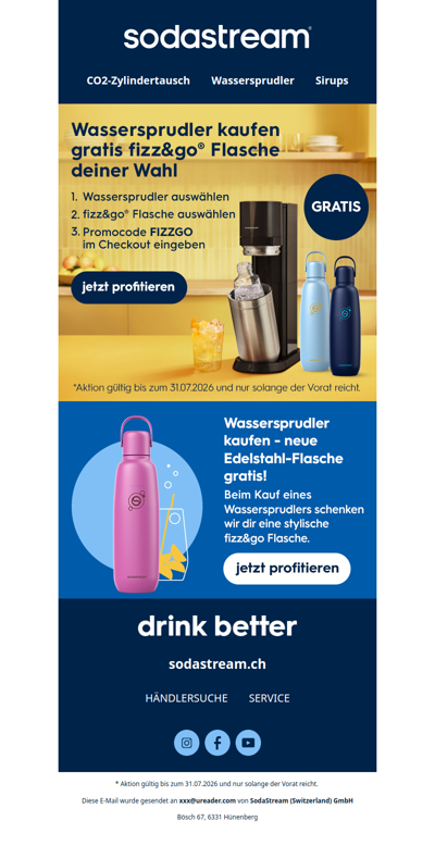 Wassersprudler kaufen - neue Edelstahl-Flasche gratis!