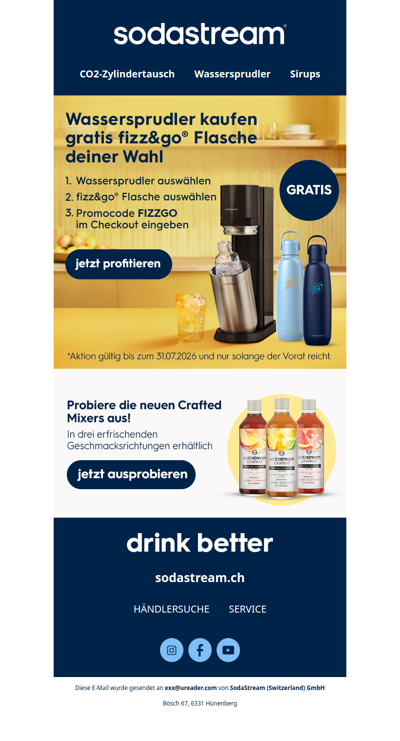 Gratis Geschenk beim Kauf eines Wassersprudlers sichern!