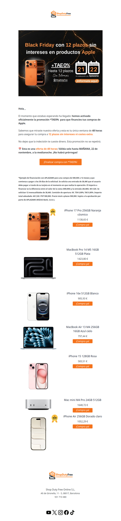 ¡NOTICIA URGENTE! El *TAE0% ya está disponible. ¡Solo 48 horas! 🎉