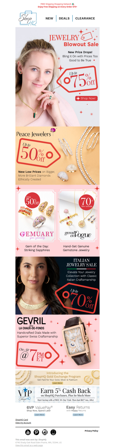 Jewelry Blowout Sale: Up to 75% OFF!