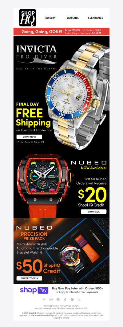 ⏳ Last Chance: Grab FREE Shipping on Invicta!