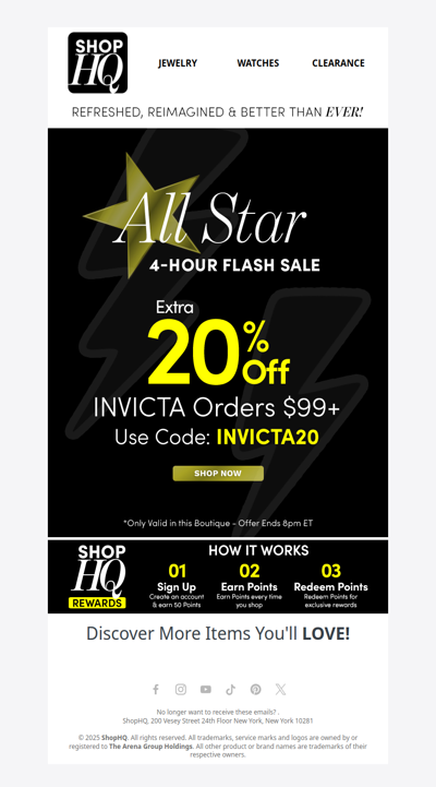 ⏳ 4-Hour INVICTA Flash Sale!