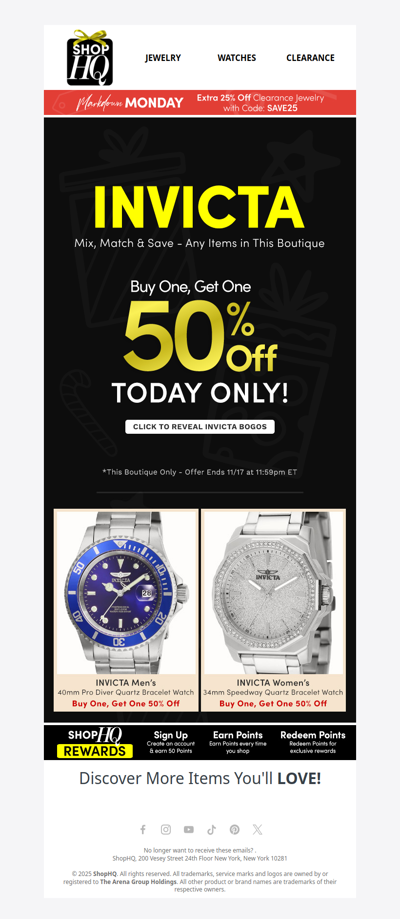 Buy One Invicta, Get One 50% OFF! 🚨