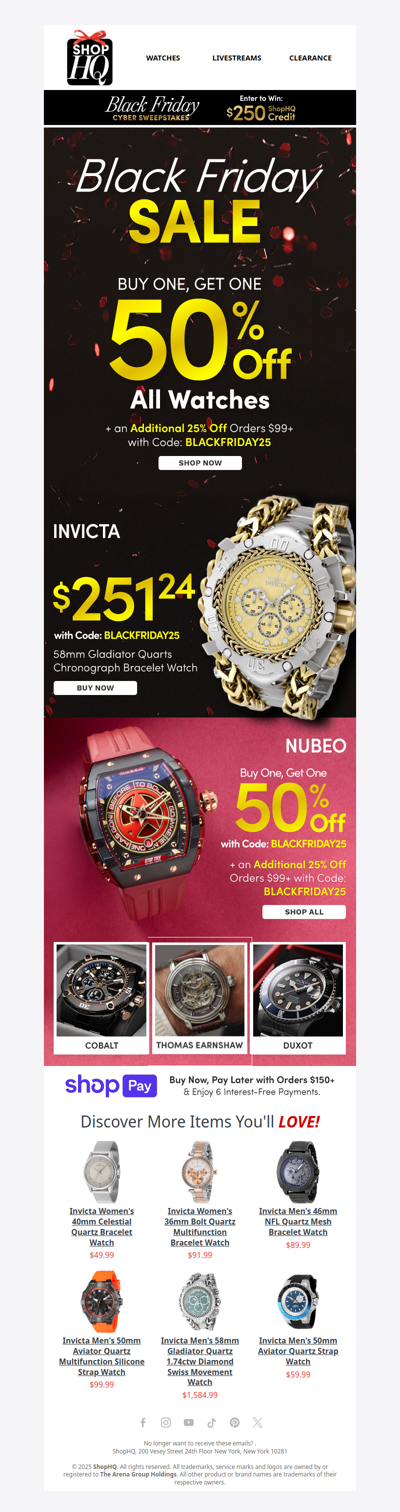 🕒 Buy One, Get One 50% Off All Watches!