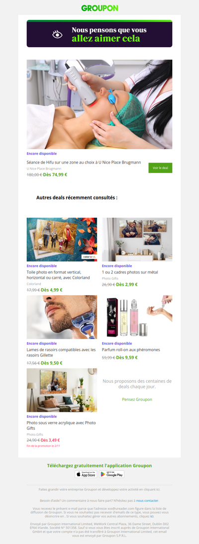 L'offre que tu as vue est toujours dispo !