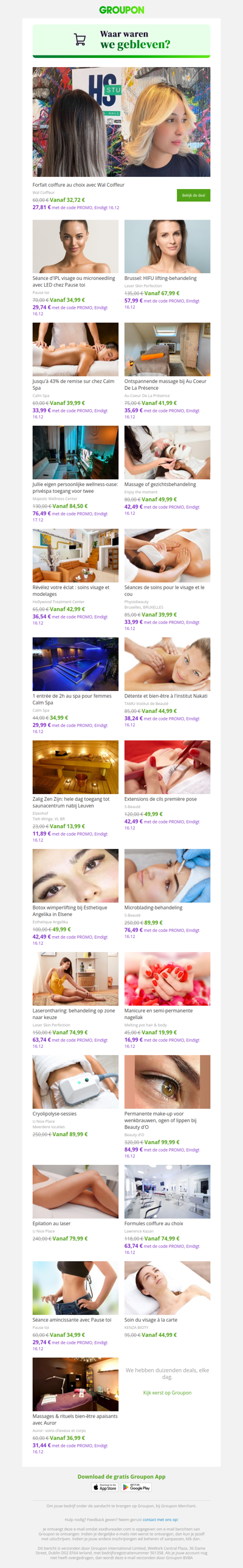 Mis geen enkele aanbieding voor Beauty & Wellnessdiensten! Bekijk ze vandaag nog!