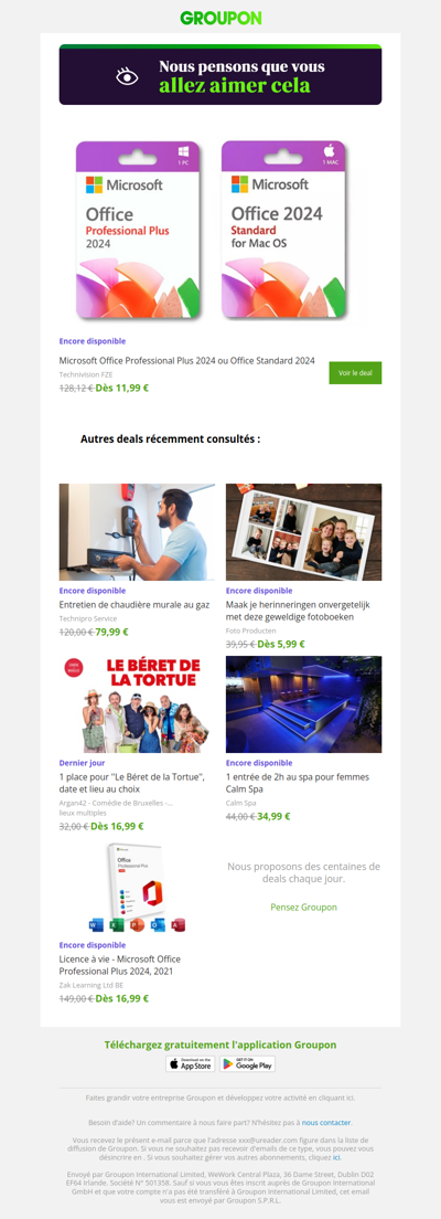 L'offre que tu as vue est toujours dispo !