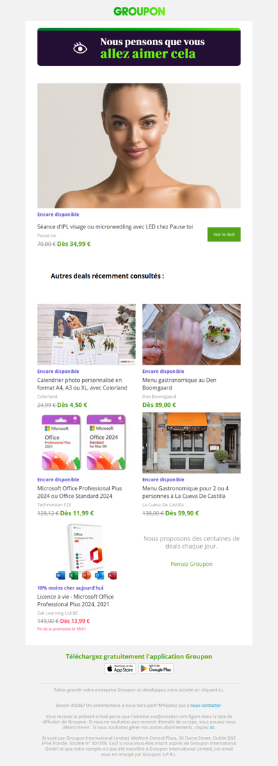 L'offre que tu as vue est toujours dispo !