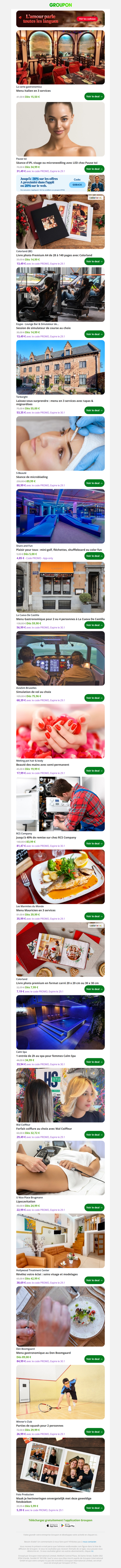 Menu Italien en 3 services