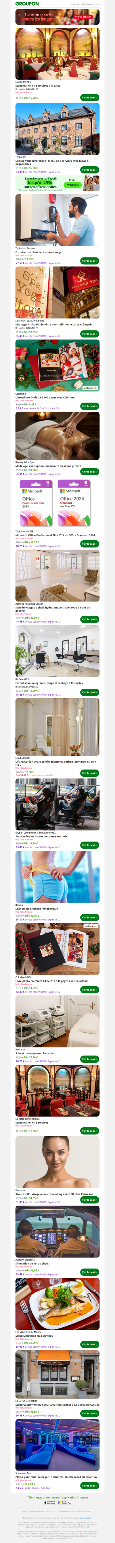 Menu italien en 3 services à la carte