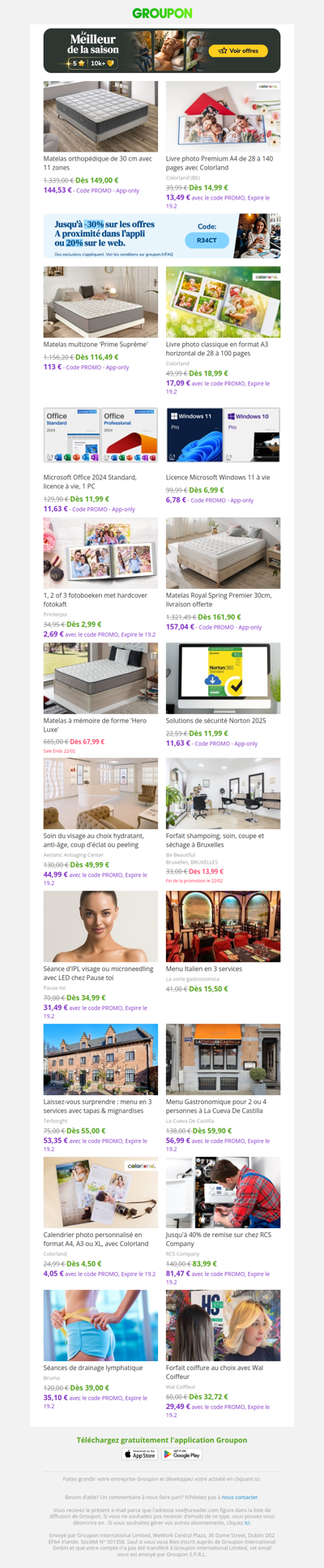 Matelas orthopédique de 30 cm avec 11 zones