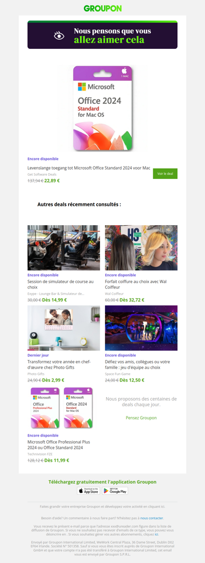 L'offre que tu as vue est toujours dispo !