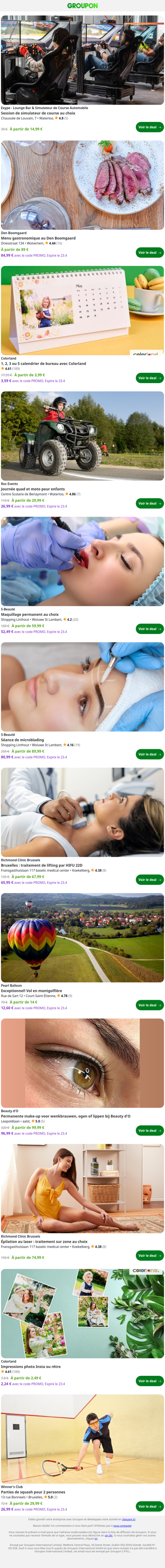 Tendances près de chez vous : 2 ou 4 sessions en simulateur de course automobile de 10 minutes en semaine ou le weekend dès 14,99 € chez Exype