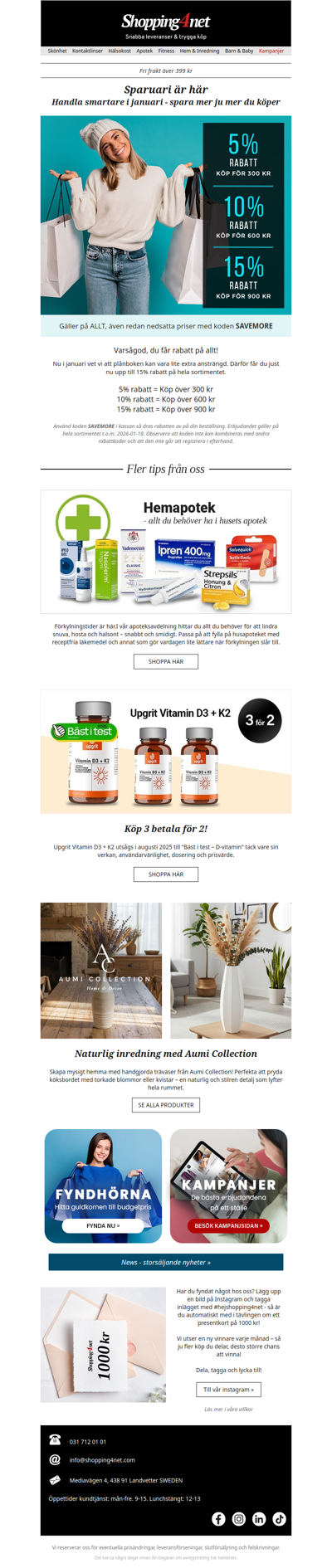 Sparuari 💰 upp till 15% på hela köpet