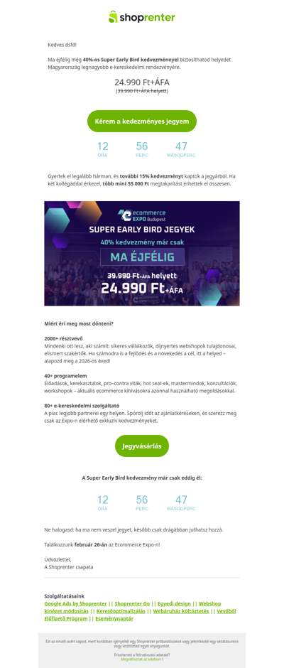 Jubileumi Expo jegyed éjfélig még 15.000 Ft-tal olcsóbban