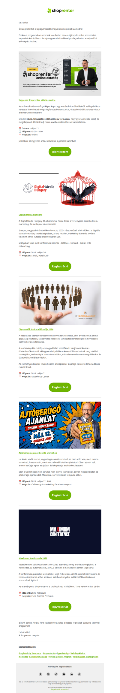 Izgalmas e-kereskedelmi események várnak májusban 👉