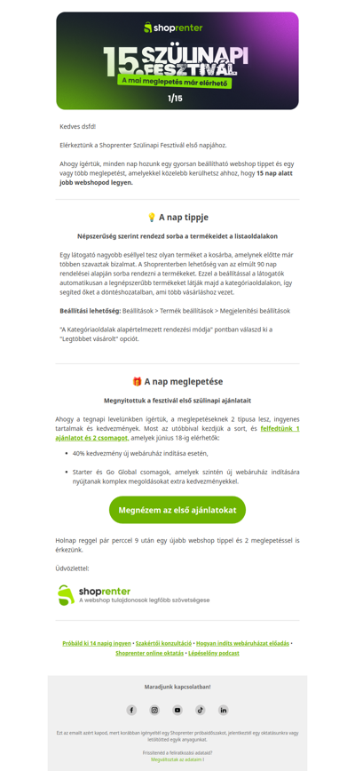 Szülinapi Fesztivál 1. nap: Egy félperces beállítás, ami több eladást hozhat