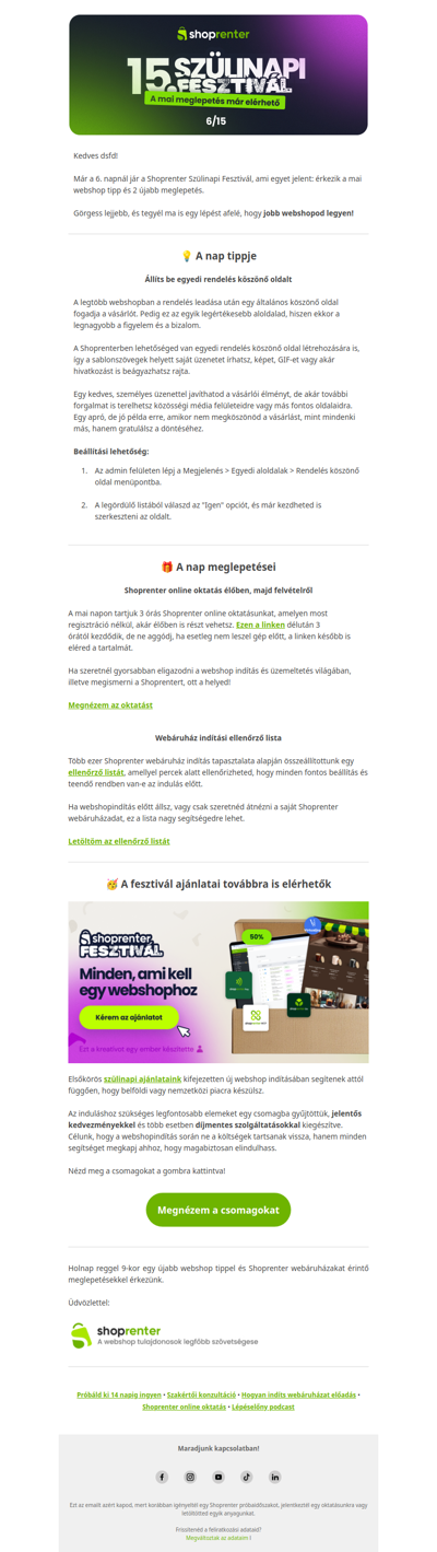Szülinapi Fesztivál 6. nap: Egy aloldal, amit szinte minden webshop alulértékel
