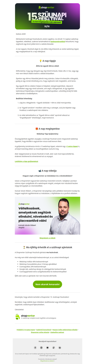 Szülinapi Fesztivál 15. nap: Az utolsó webshop tipp és meglepetés