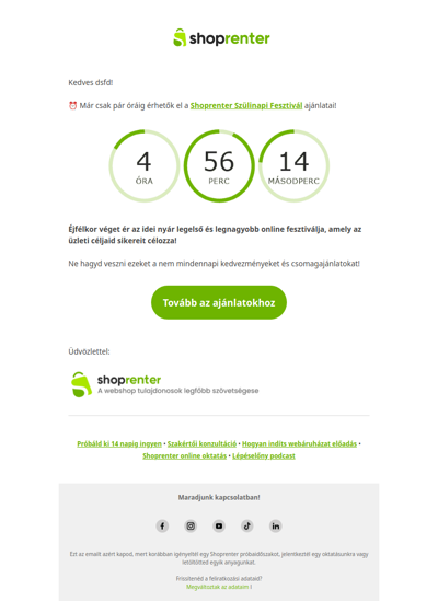 ⏰ TIKK-TAKK: a Születésnapi Fesztivál pár óra múlva zárja kapuit!