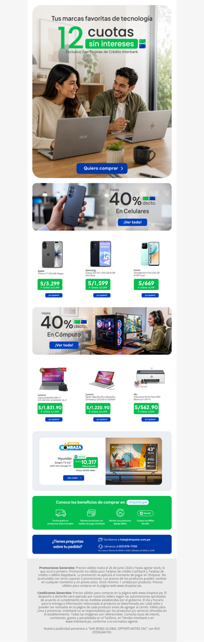 Hasta 40% dscto. en tus marcas favoritas de Tecnología 📲