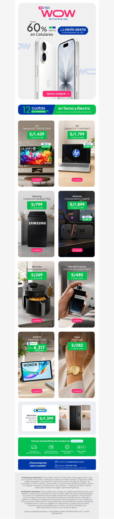 🔥 ¡Llegó el Cyber WOW! Hasta 70% DSCTO. 🛍️