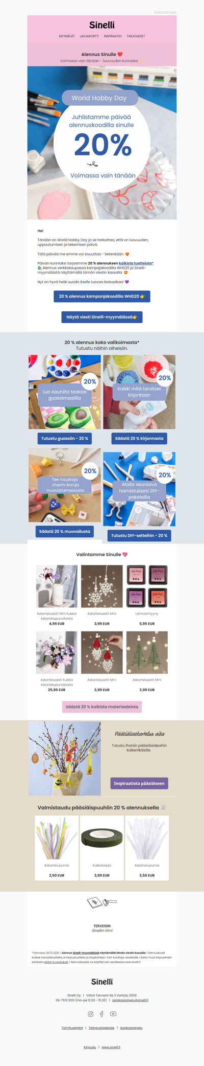 Tänään 20 % alennus käyttöösi 🎨