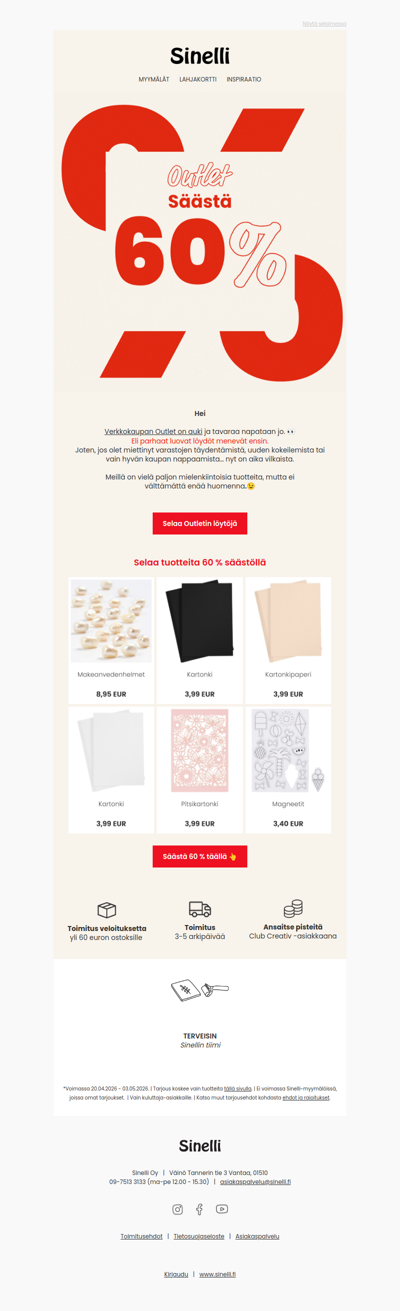 ⏰ Verkkokaupan OUTLET: hyllyt tyhjenevät vauhdilla… 👀