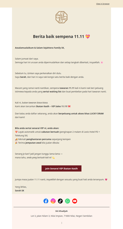 ✨ Family SK - Join VIP 11.11 Waiting List Sekarang