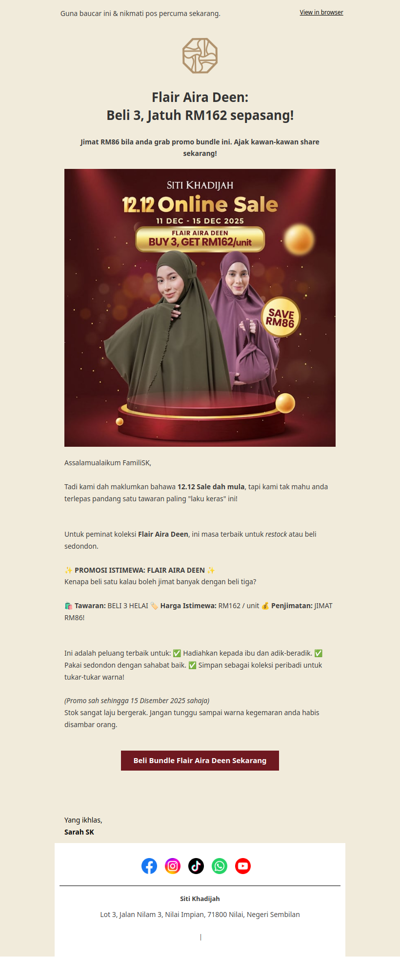 [12.12 BEST BUY] Flair Aira Deen: Beli 3, Jatuh RM162 sepasang! 😱