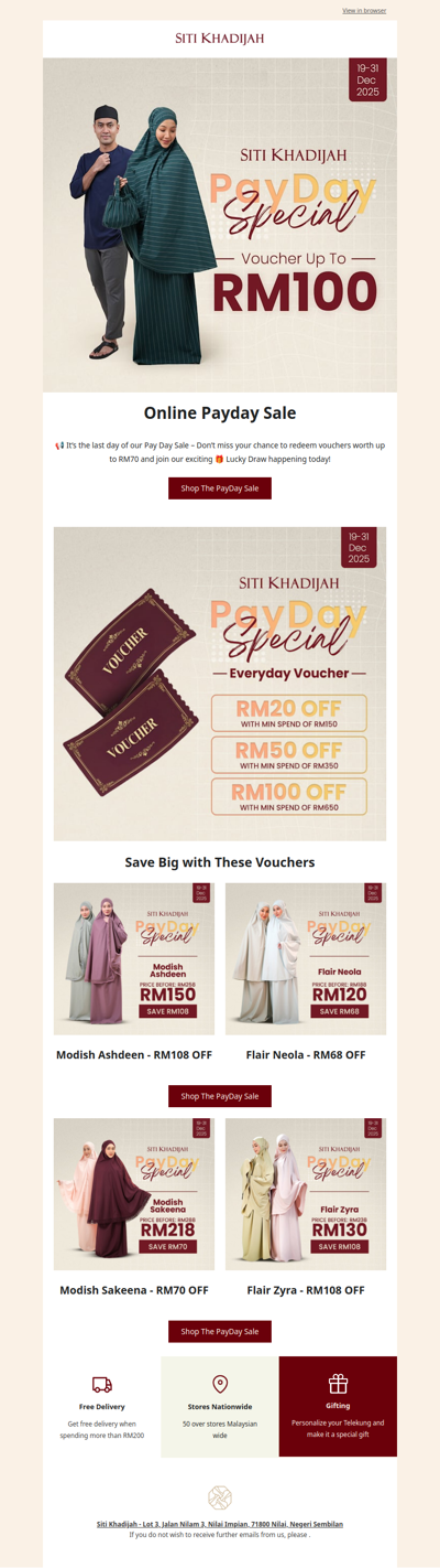 💰 PayDay is HERE! Up to RM100 OFF + Free Shipping inside.