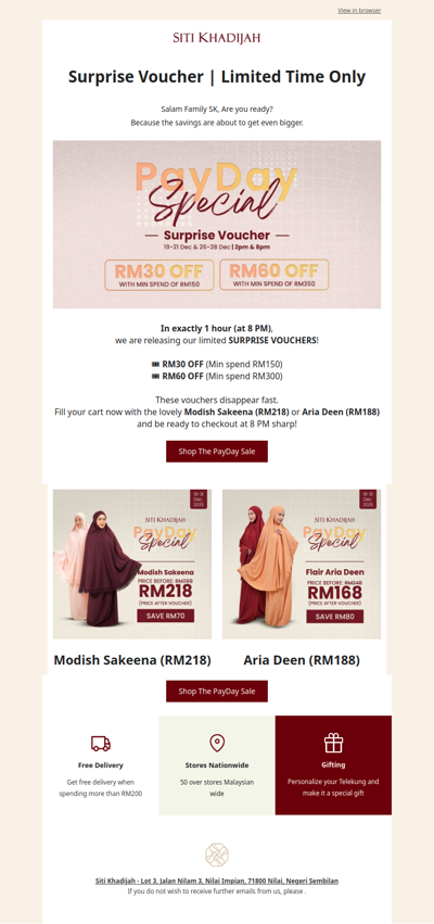 ⏰ SET YOUR ALARM! Surprise Vouchers dropping at 8PM!