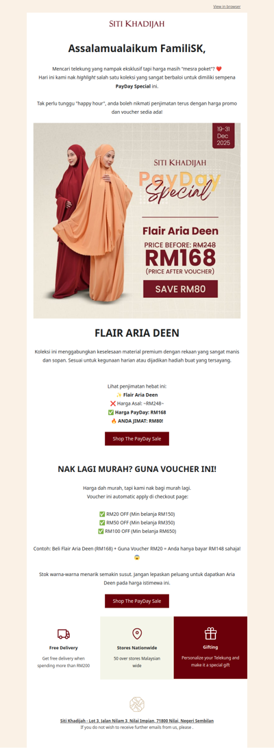 ✨ Cantik Tergoda: Flair Aria Deen Kini RM168 (Jimat RM80!)