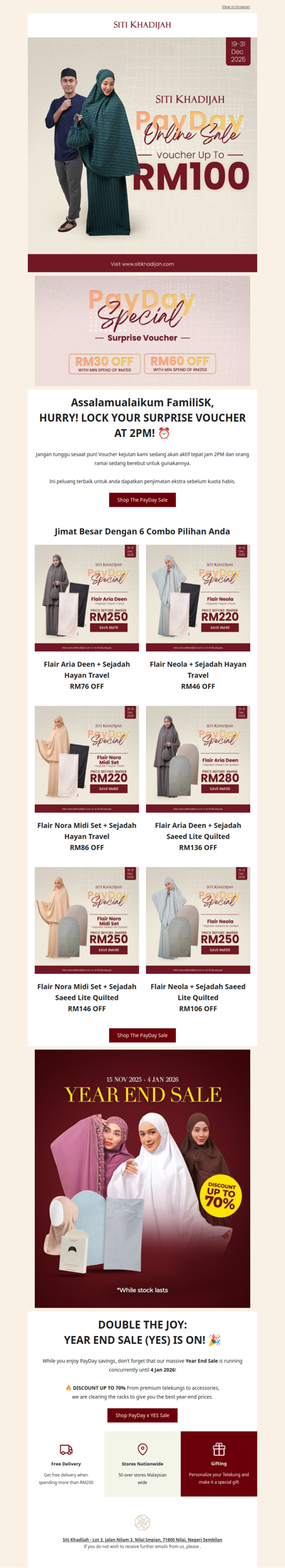 🔥 CEPAT! Surprise Voucher LIVE + Combo Thobe (Jimat RM96!)