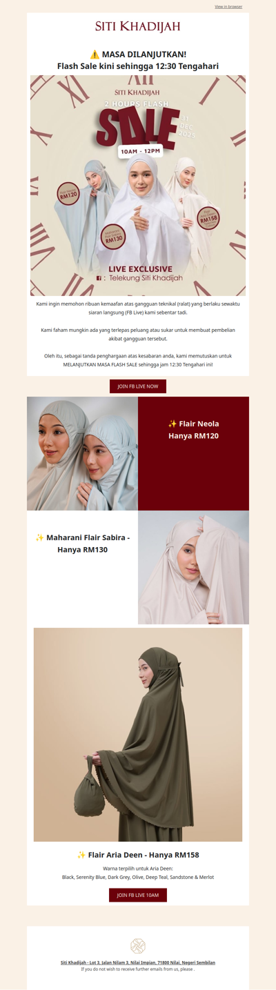 ⚠️ MASA DILANJUTKAN! Flash Sale kini sehingga 12:30 Tengahari