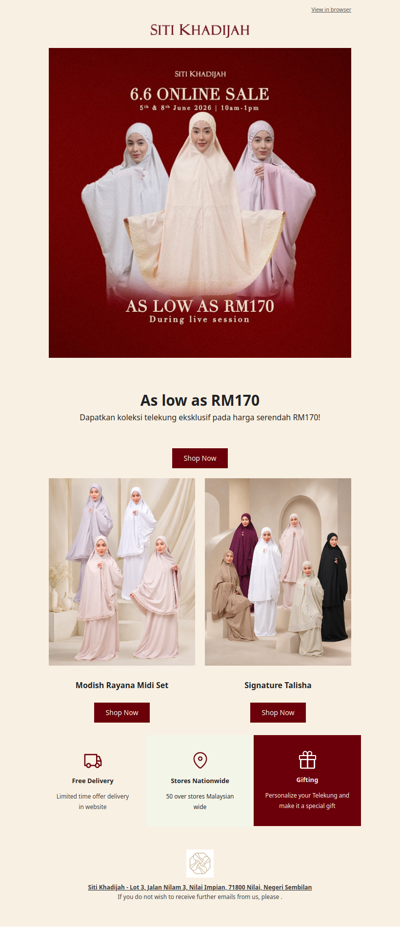 6.6 Sale: Telekung as low as RM170