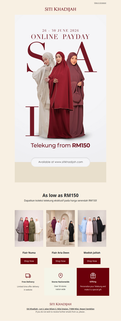 Payday Sale: Telekung as low as RM150