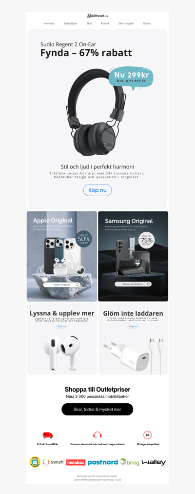 🎧 Spara 67% på ett par hörlurar!