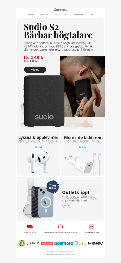 Nu 38% rabatt på Sudio S2 🔊