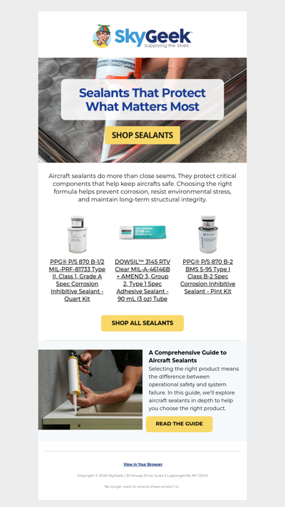 Aircraft Sealants Built for Protection & Performance