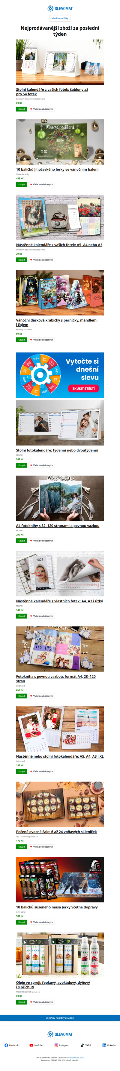 Právě teď frčí: Stolní fotokalendáře 2026: týdenní, 14denní, měsíční, roční, až 54 fotek