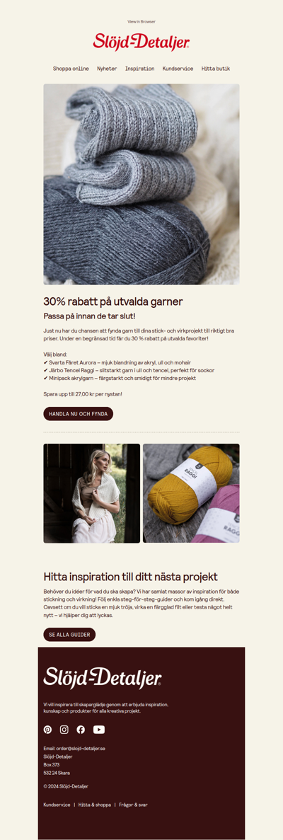 Älskar du att sticka och virka? Passa på – 30 % rabatt på utvalda garner! 🧶✨