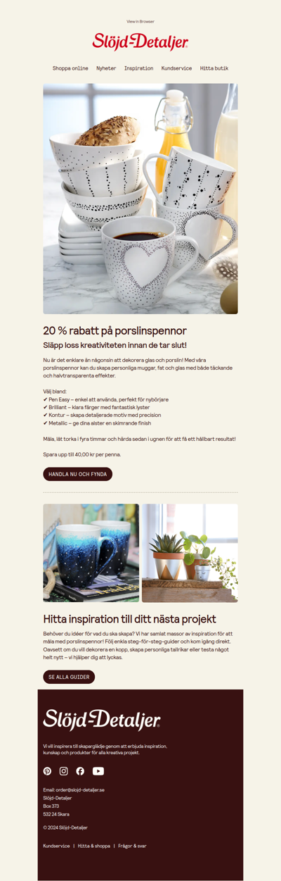 🎨✨ 20 % rabatt på porslinspennor – skapa unika motiv på glas & porslin!