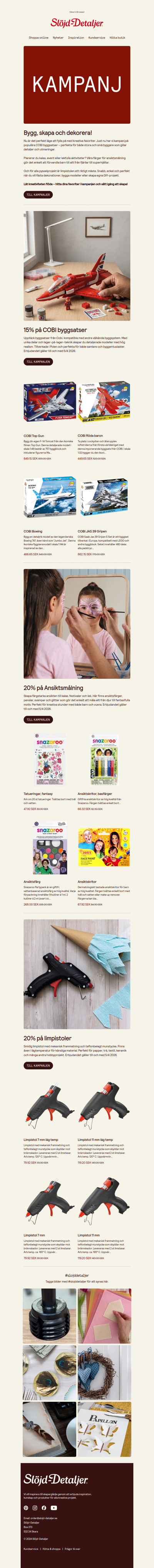 Bygg, skapa & färglägg – kampanj på COBI, ansiktsmålning och limpistoler