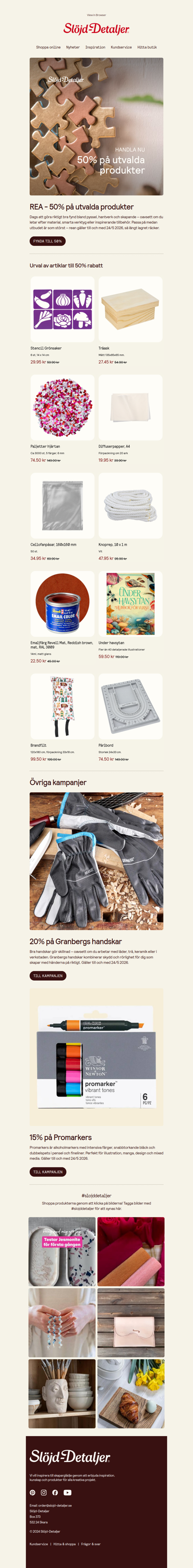 REA 50% på utvalda produkter